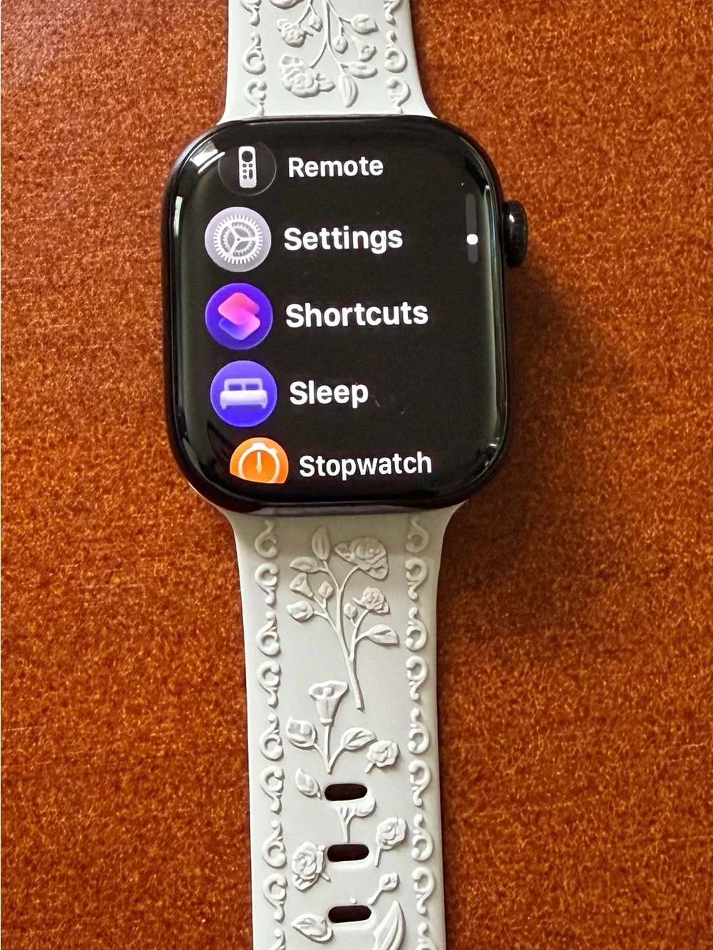 Apple Smartwatch with White Embossed Floral Silicone Band